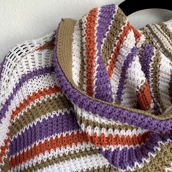 NWT Rebecca Taylor Sz M Knit Sweatshirt Hoodie Beach Coastal Layer Crochet - Picture 10 of 15